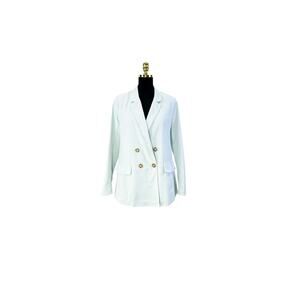 Abercrombie & Fitch Double-Breasted Blue Linen Blazer